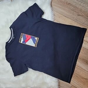 Tommy Hilfiger Rectangular Logo T-Shirt Navy Blue Mens Size Large